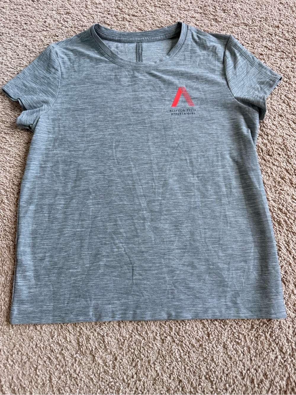Athleta Girl Allyson Felix Athletic T-Shirt Gray “Defy Expectations” Girls L/12